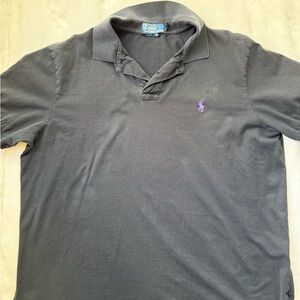 Ralph Lauren Men's Charcoal Polo with Purple Logo
